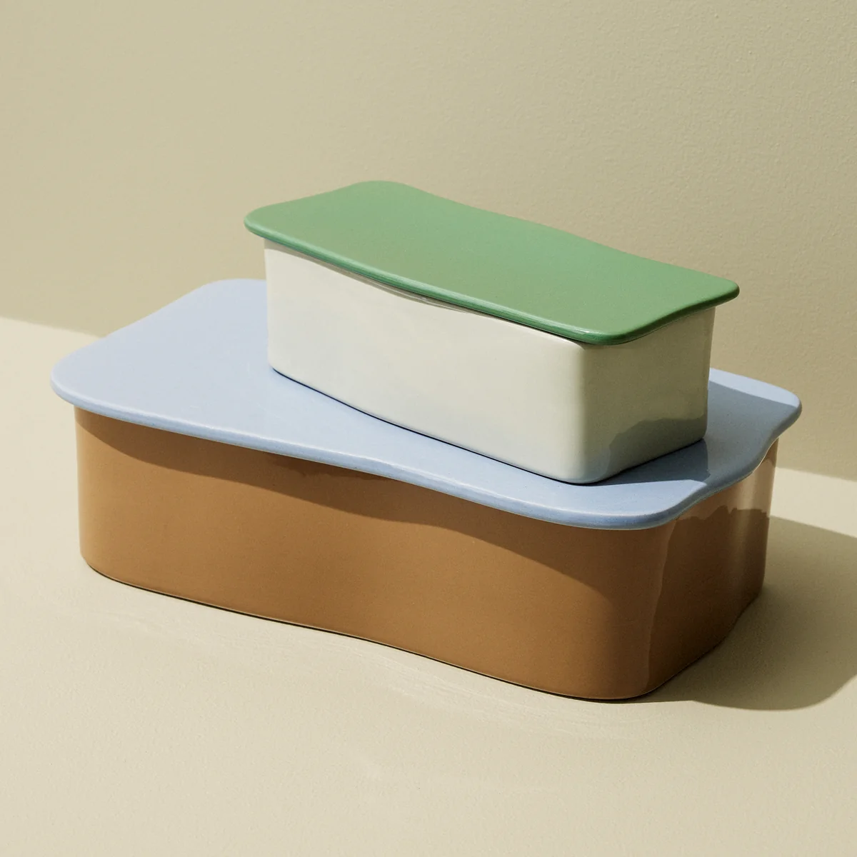 Hübsch Interior - Amare Schreibtisch Organizer small, sand / grün