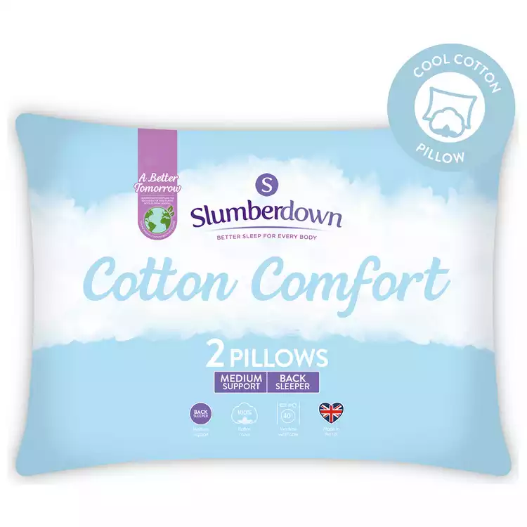Slumberdown Cotton Comfort Medium Pillow - 2 Pack