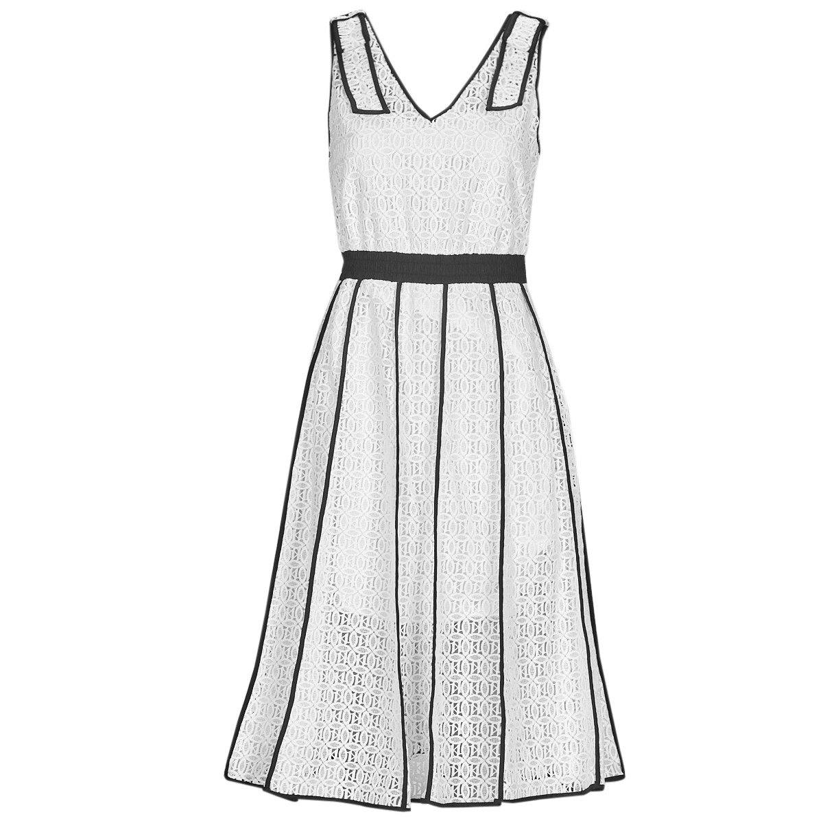 Karl Lagerfeld - KL EMBROIDERED LACE DRESS - White / Black