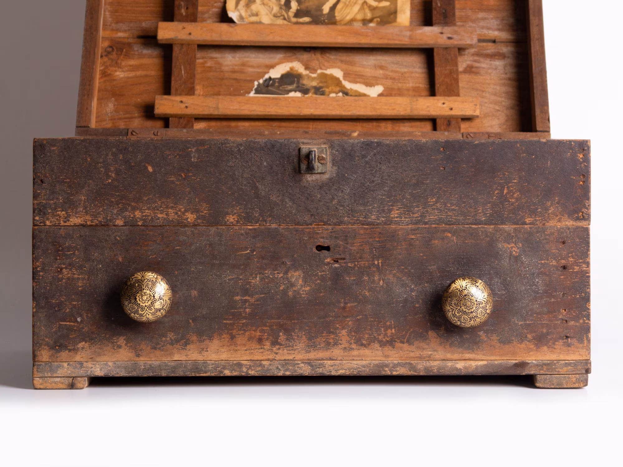 Antique Brass Floral Engraved Cabinet Knob, Vintage Drawer Hardware