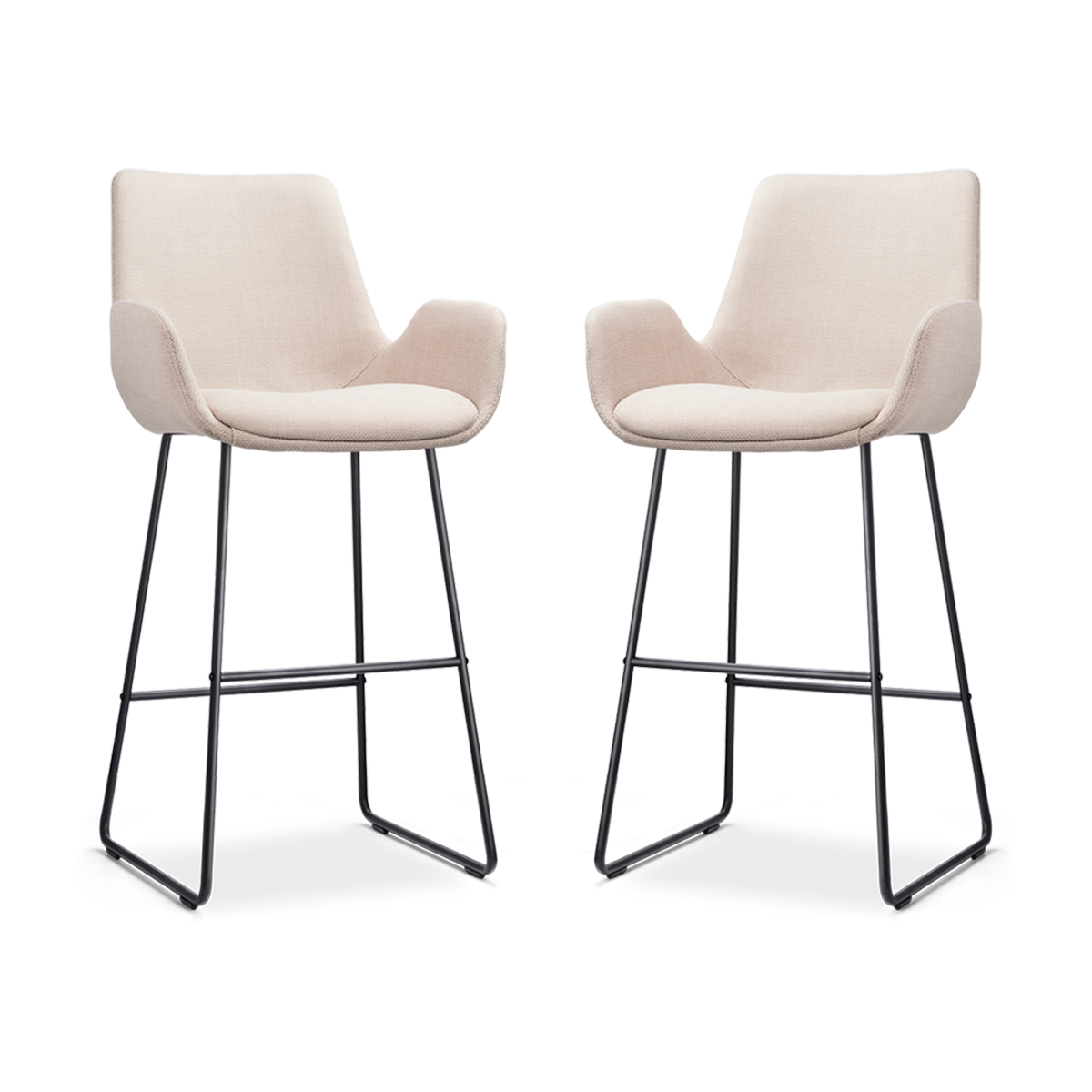 Nolon Nino-Eef Barkrukken Set van 2 - Beige - Zwart - 75 cm