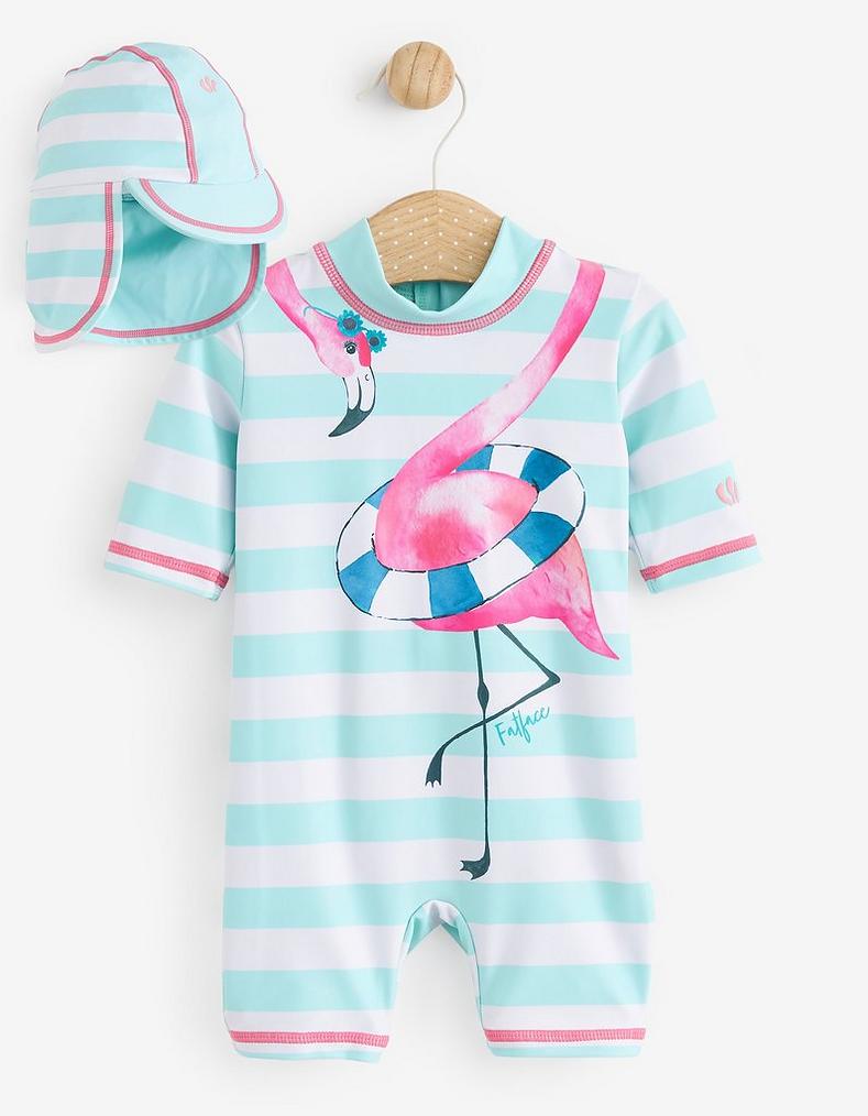 Flamingo Surf Suit and Hat Set