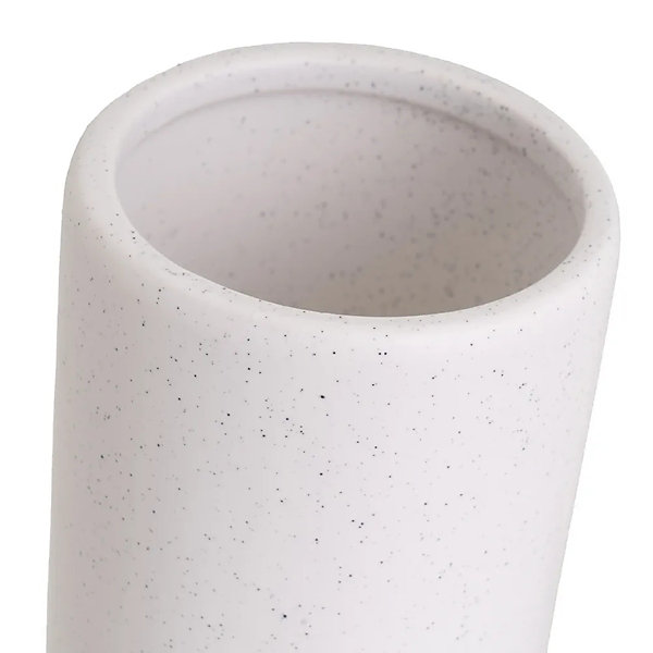 Ensemble de salle de bain de 3 pièces : Distributeur de Savon, Gobelet, Porte Savon en céramique coloris Blanc