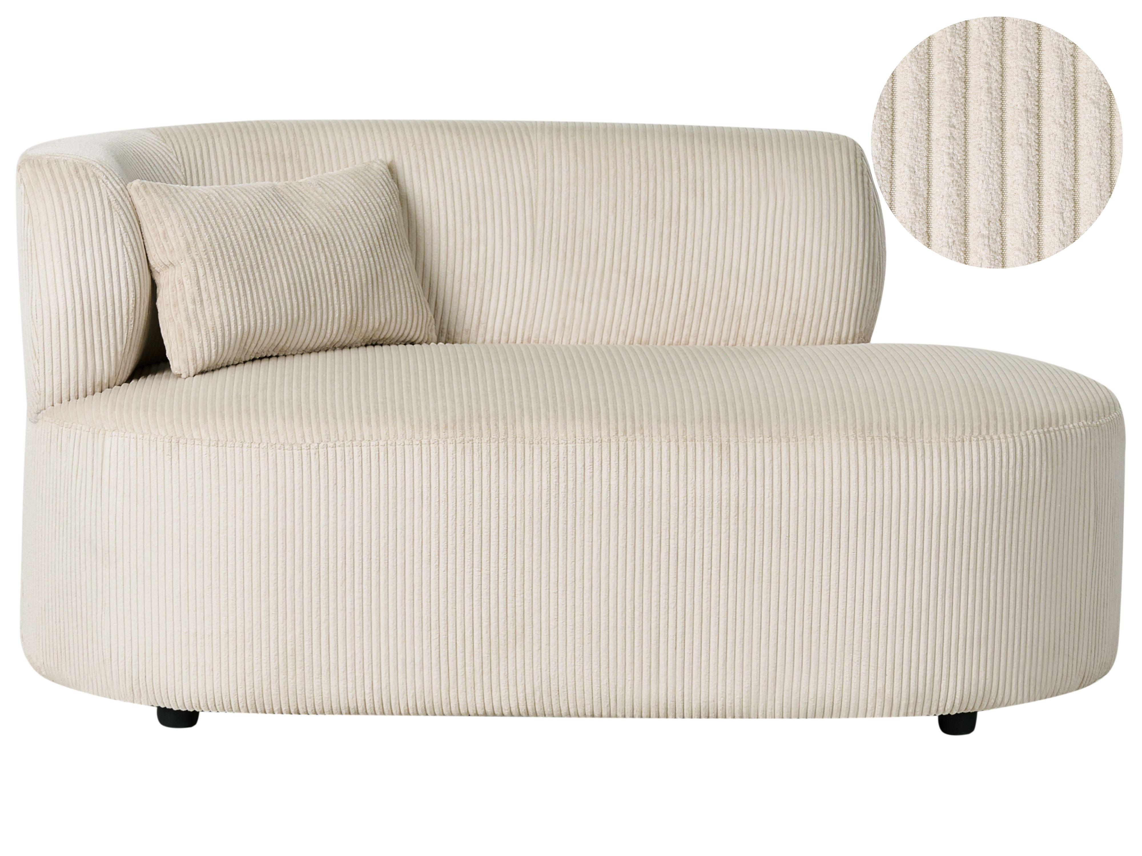 Left-Hand Chaise Longue VANVEY Corduroy Light Beige