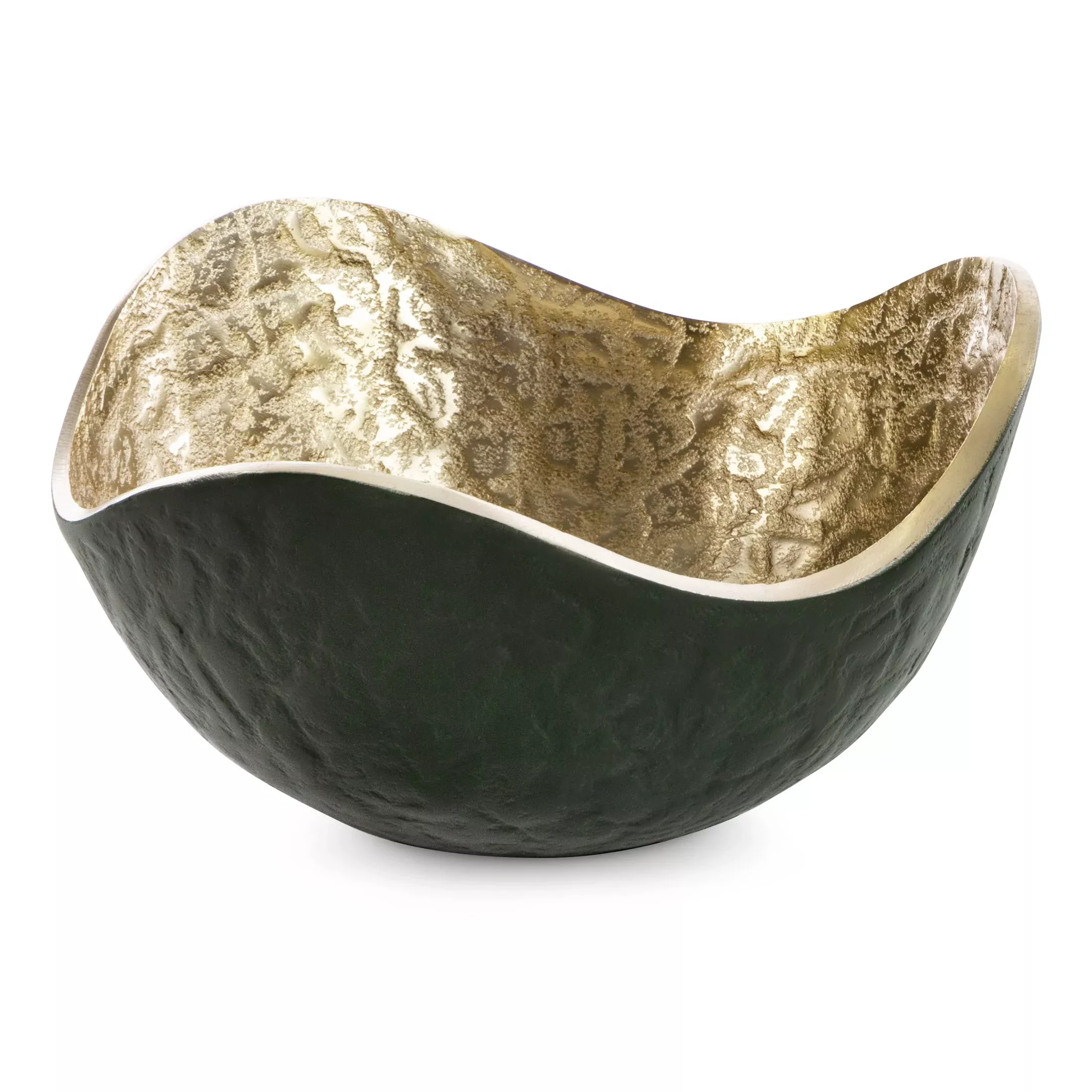Misa metalowa zielono-złota o falujących brzegach średnica 25x13 cmPEDRO