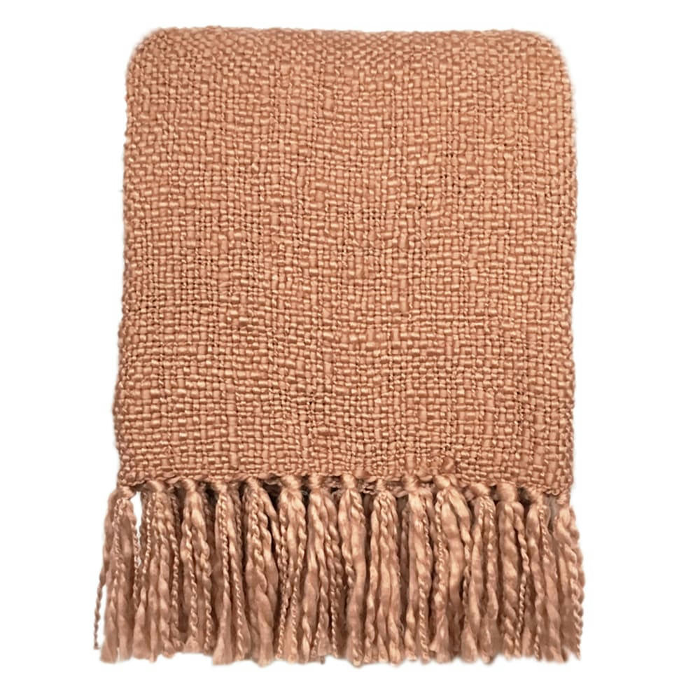 SOLID - Plaid uni rose pinceau 125x150