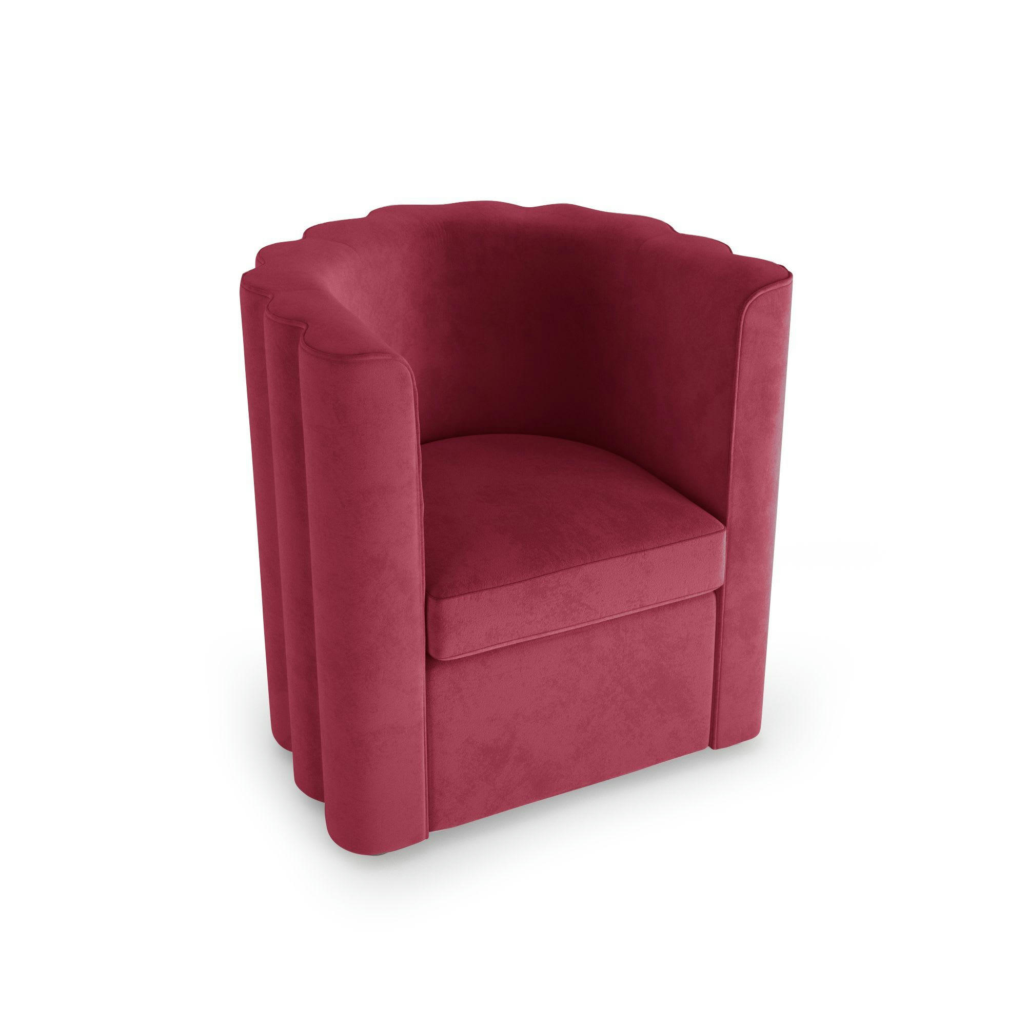 FRIDA - Fauteuil vintage en velours bordeaux