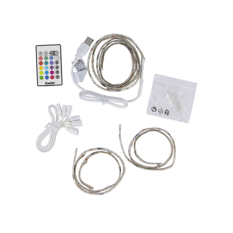 Ruban LED RGB USB avec synchronisation musicale IP20 2 m 4 W XANLITE