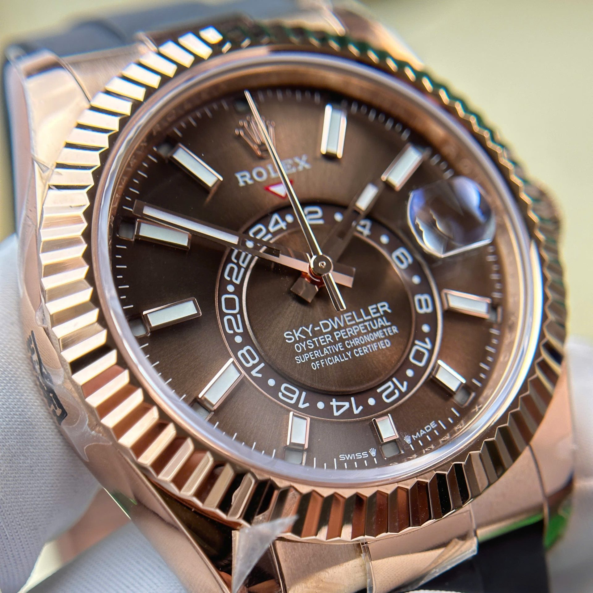 Rolex Sky-Dweller 336235 RG Plated Chocolate Dial 42mm Oysterflex Super Clone
