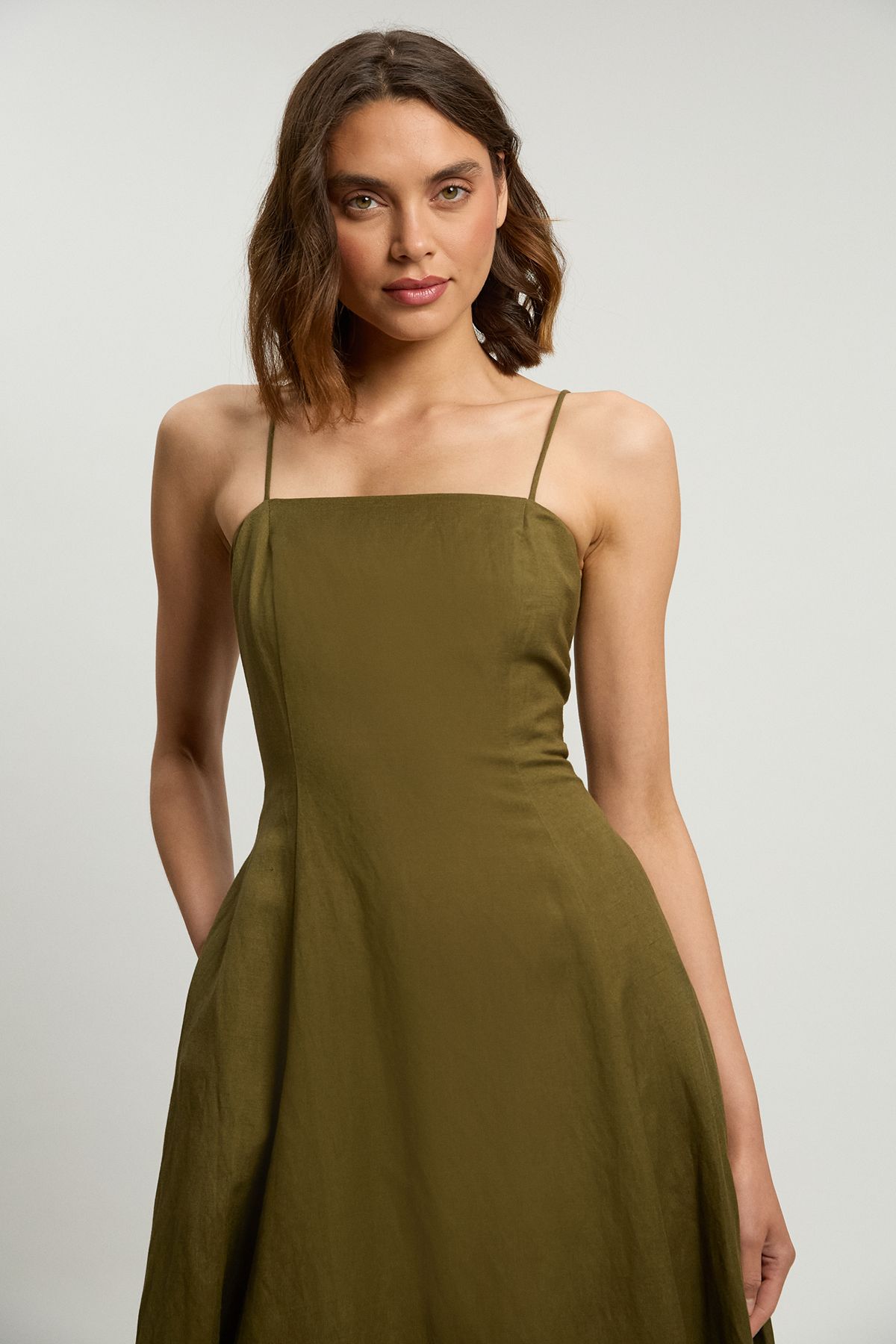 KarenMillen Viscose Linen Woven Maxi Prom Dress