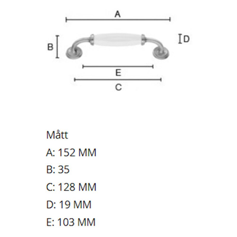 SKUFFEHÅNDTAK BESLAGSBODEN BC6291 128MM ANTIKK KOBBER/HVIT