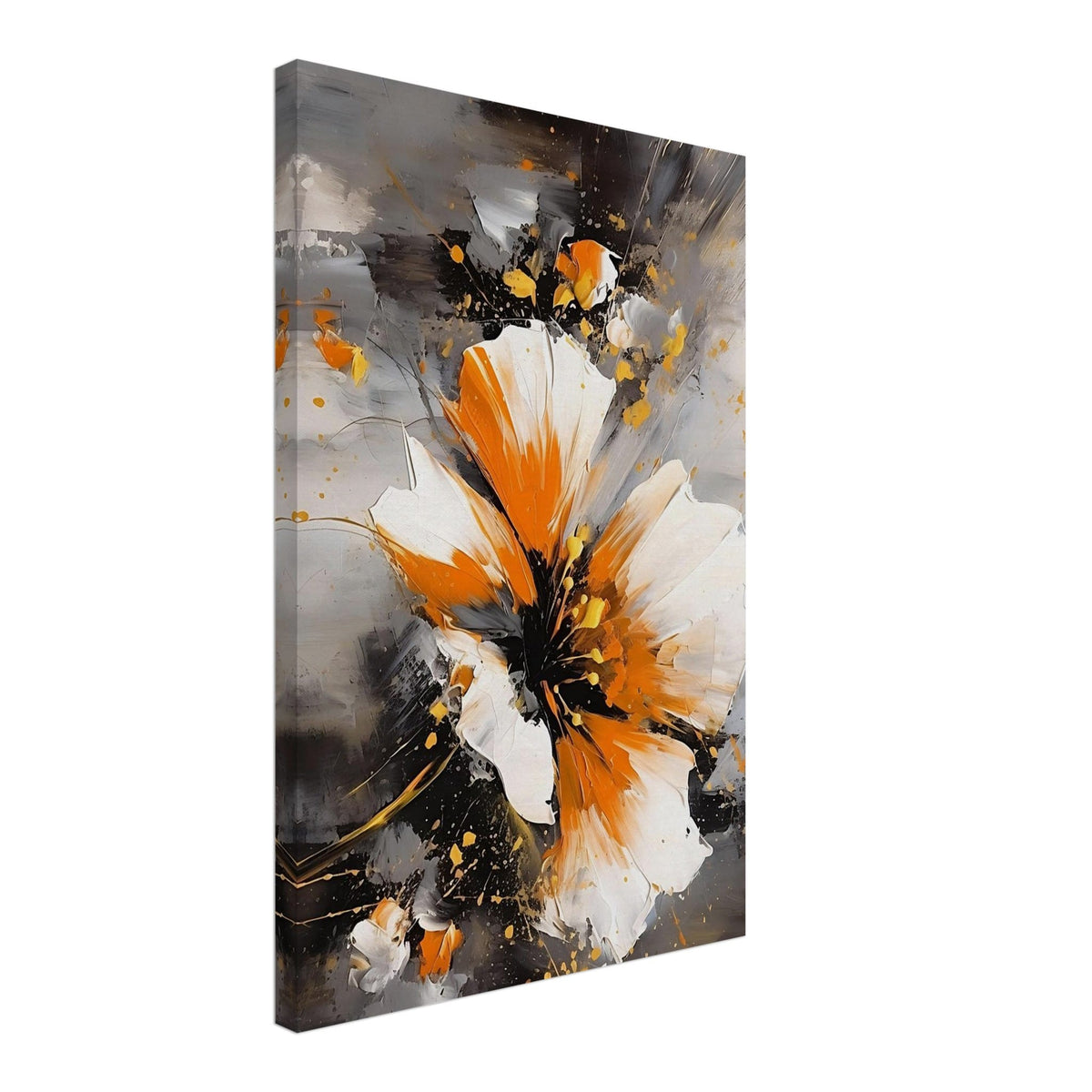 Artfulprints Canvas Abstract floral expression canvas - 40x60 cm - Oranje