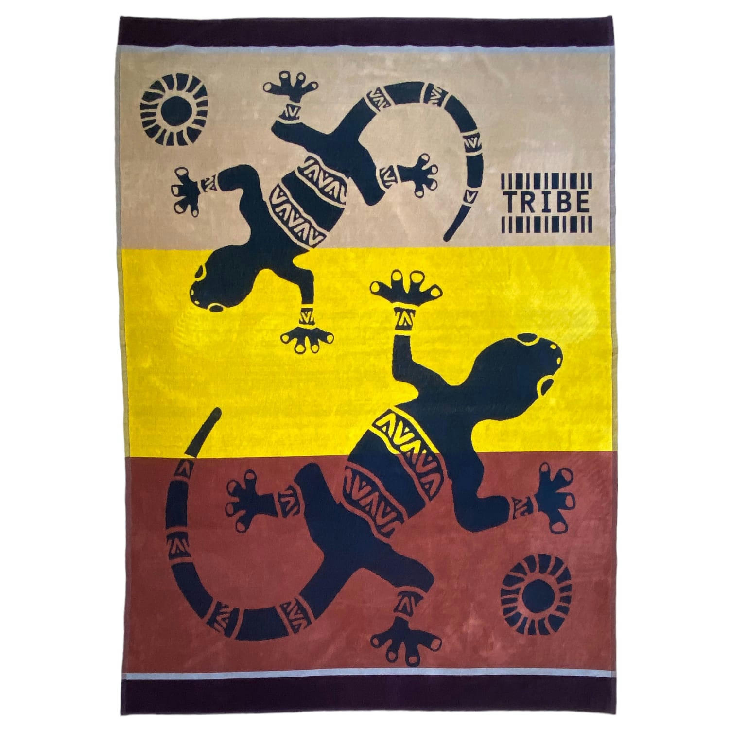 PLAGE - Serviette de plage éponge velours Jacquard Tribalno 140x180 400g/m²