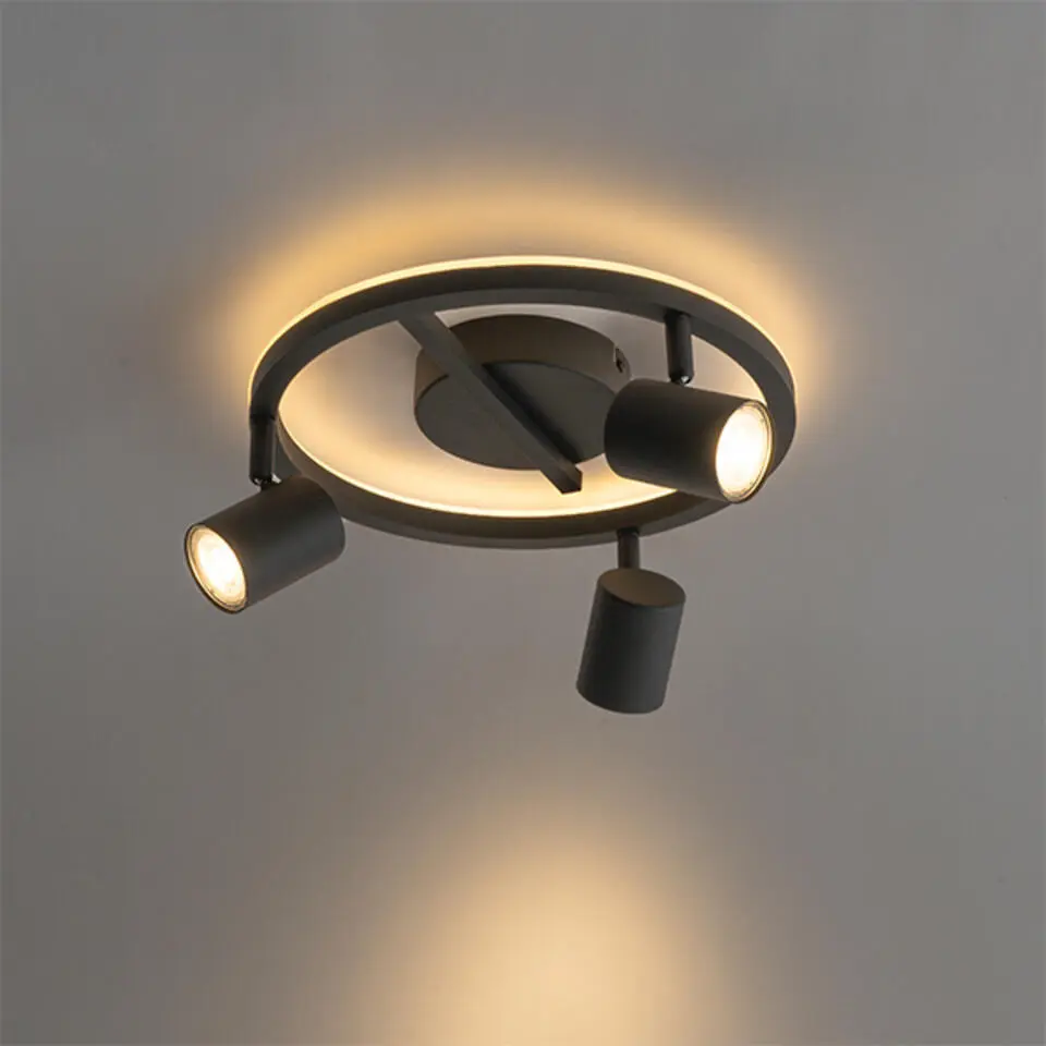 Qazqa spot back up zwart ge?ntegreerde led