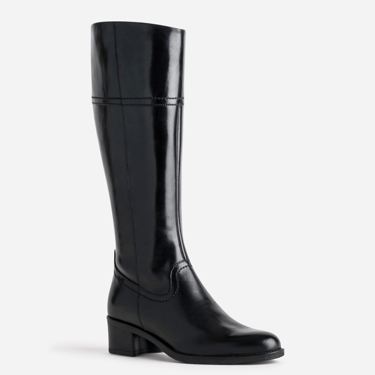 Botte noire en cuir forme cavalière