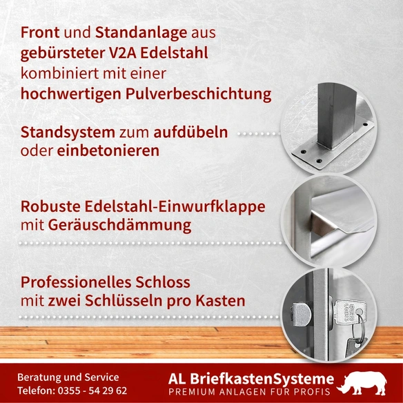 Briefkasten, Parteien: 2, Freistehend, BxHxT: 153,49 x 150,0 x 11,6 cm