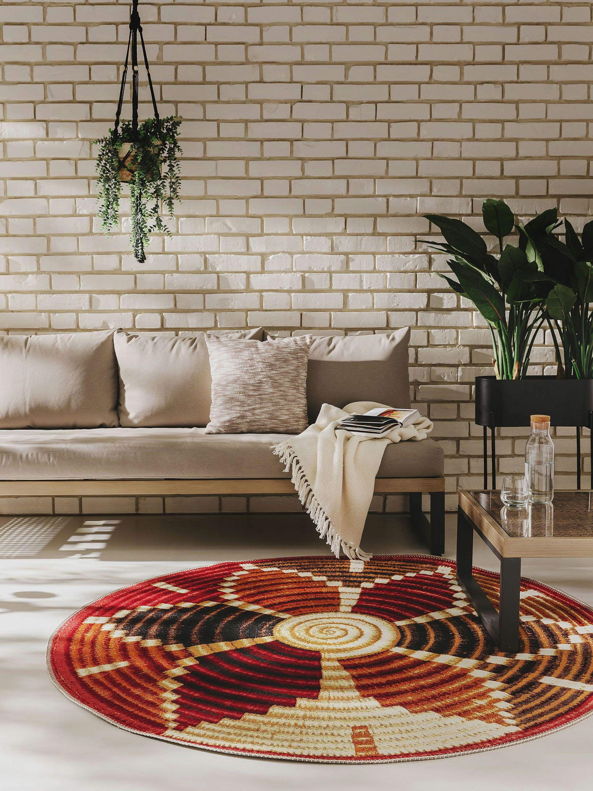 KENYA - Tapis d'extérieur & intérieur rond multicouleur D 160