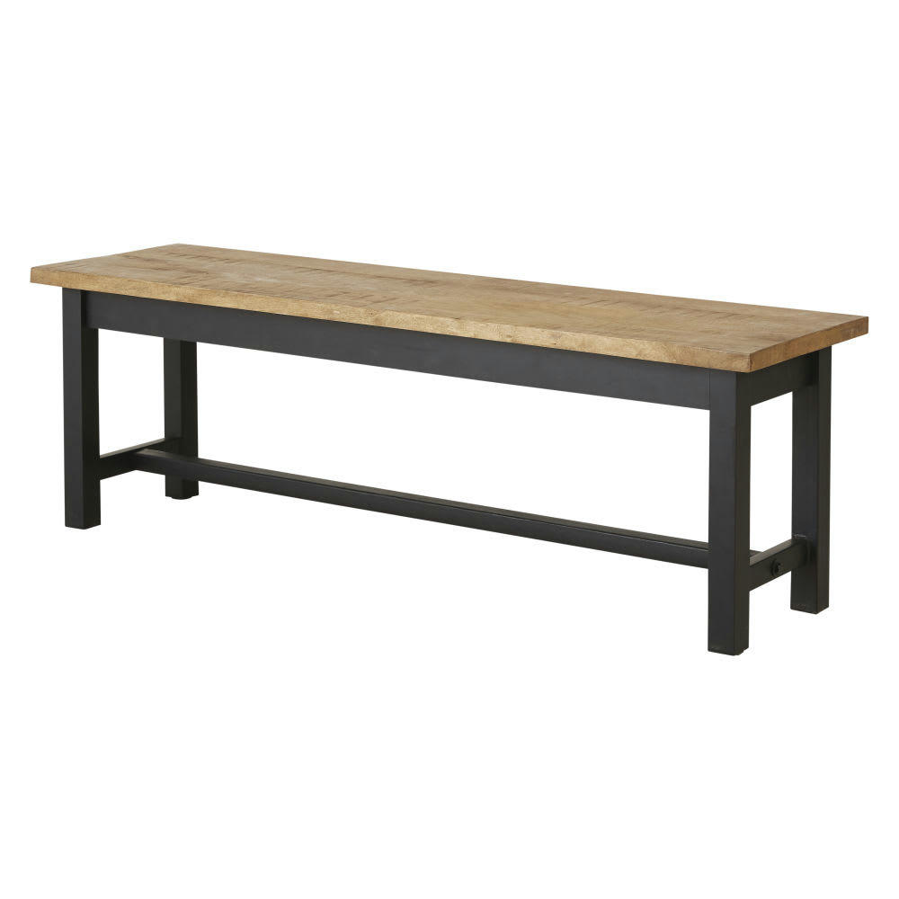 Alfred - Banc en métal noir et manguier massif