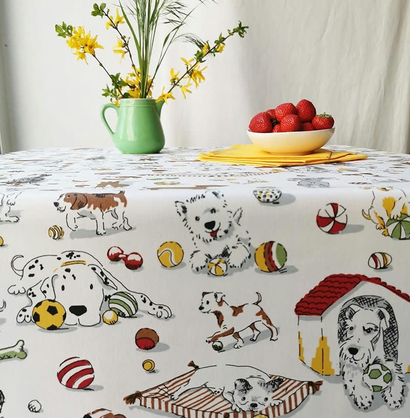 CHIENS - Nappe enduite rectangle 160 x 240 cm multicolore
