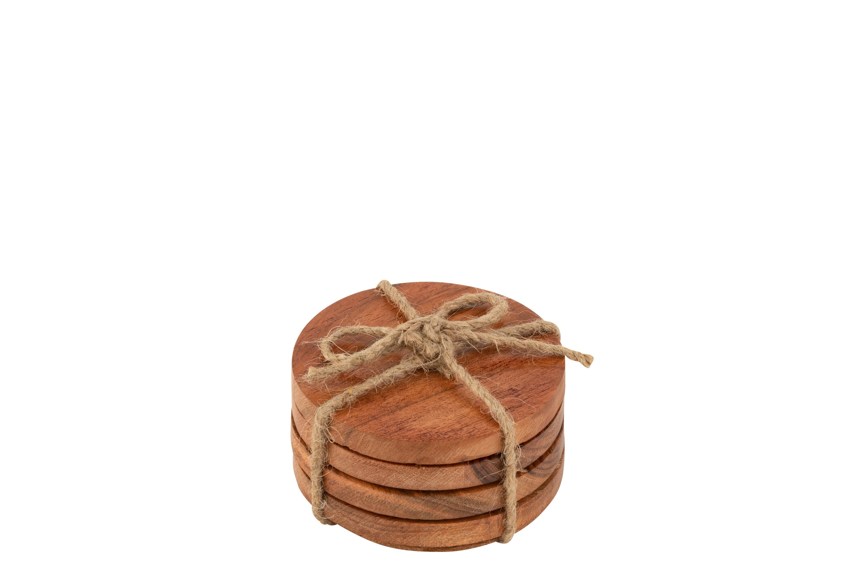 J-Line onderzetter Rond Acacia - hout - naturel - 4 stuks