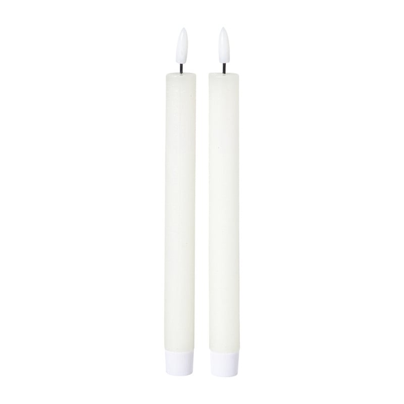LED dinerkaarsen - wit - set van 2 - &Oslash;2.2x24.5 cm