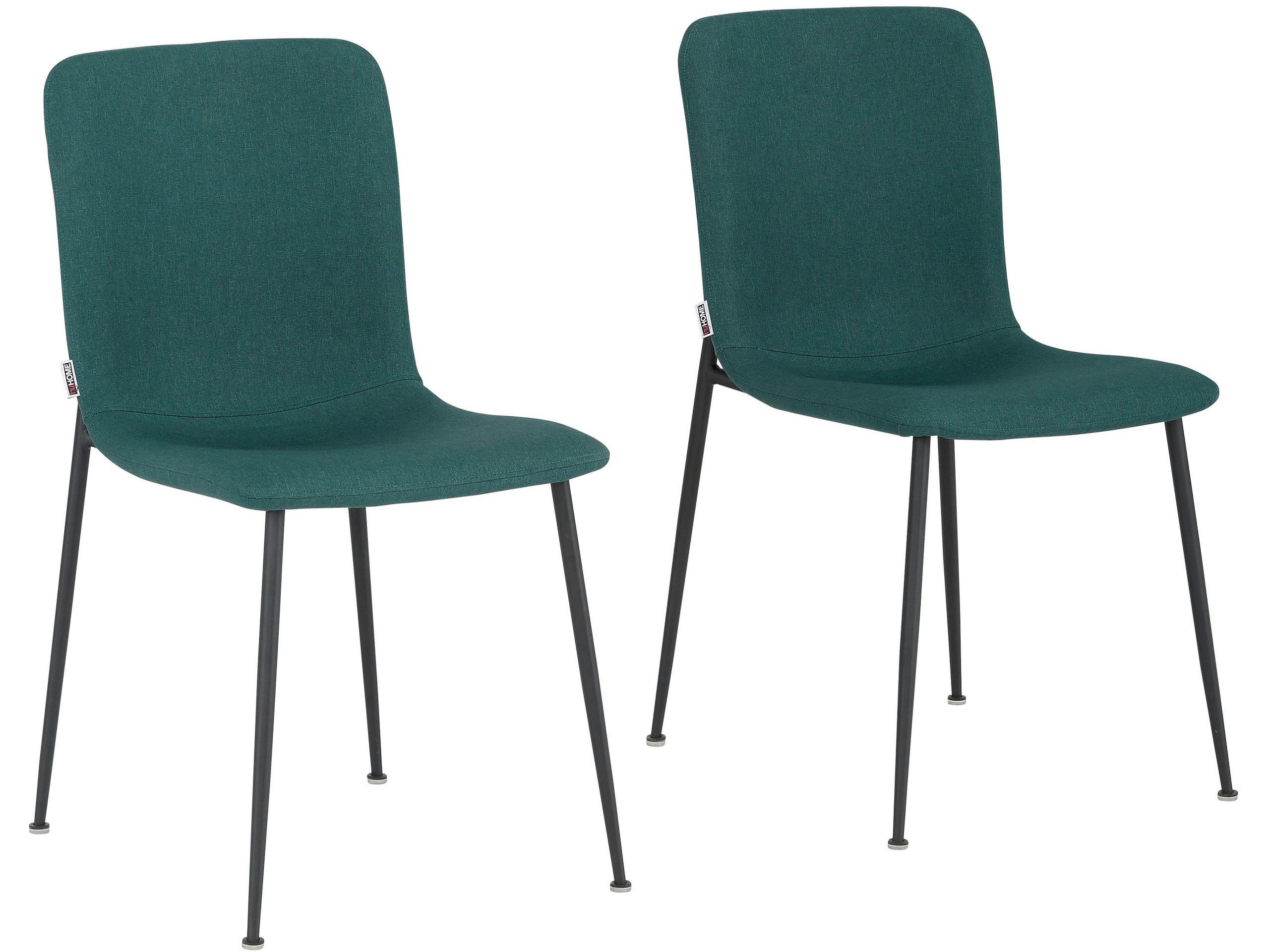 FAYE - Lot de 2 chaises de salle à manger rembourrées en tissu vert