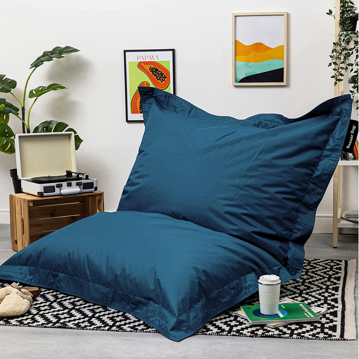 BAZAAR BAG - Coussin de sol bleu canard 180x140cm