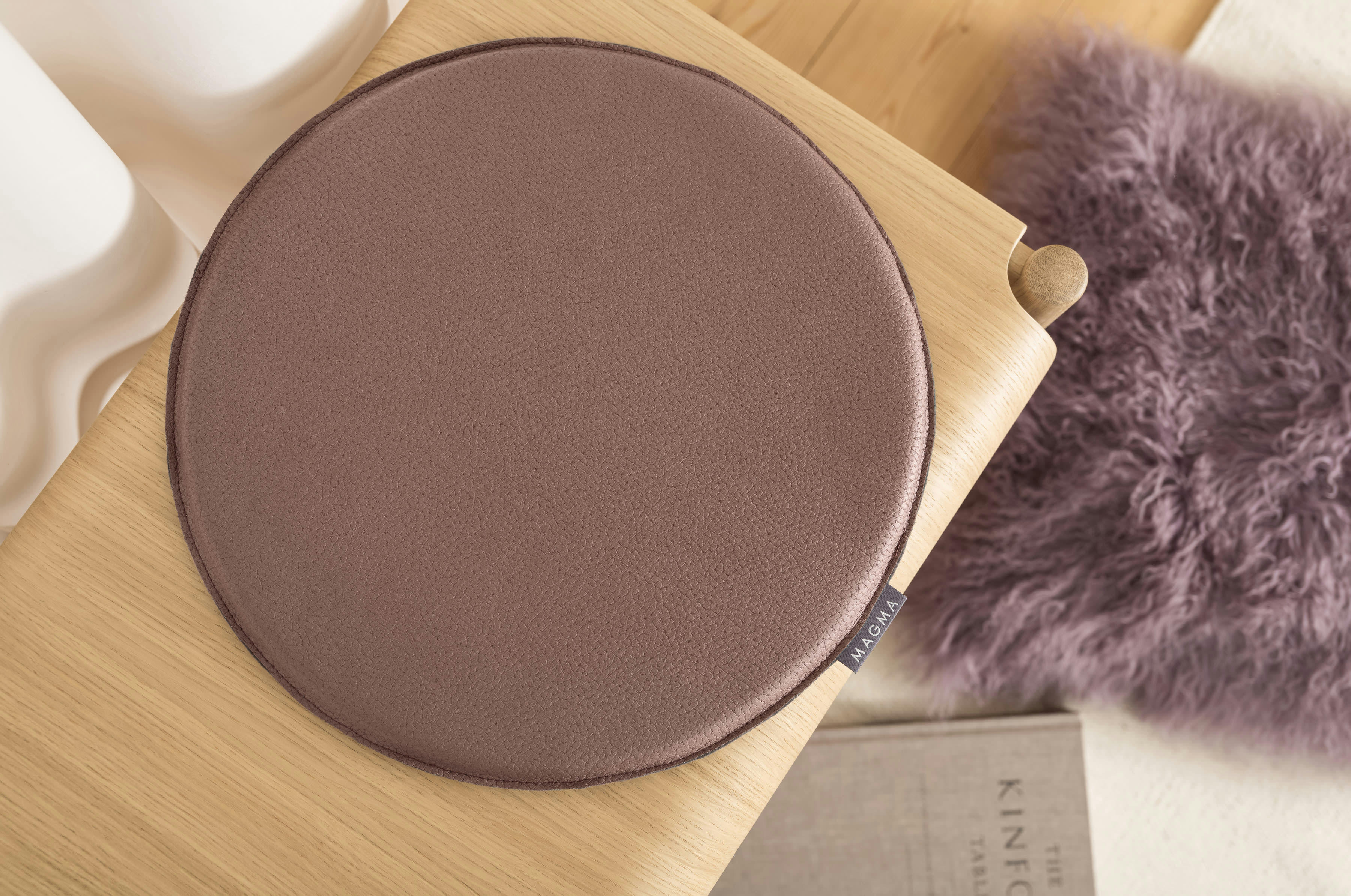 LUIS - Galettes de chaise couleur marsala imitation cuir - d.37 - lot de 4