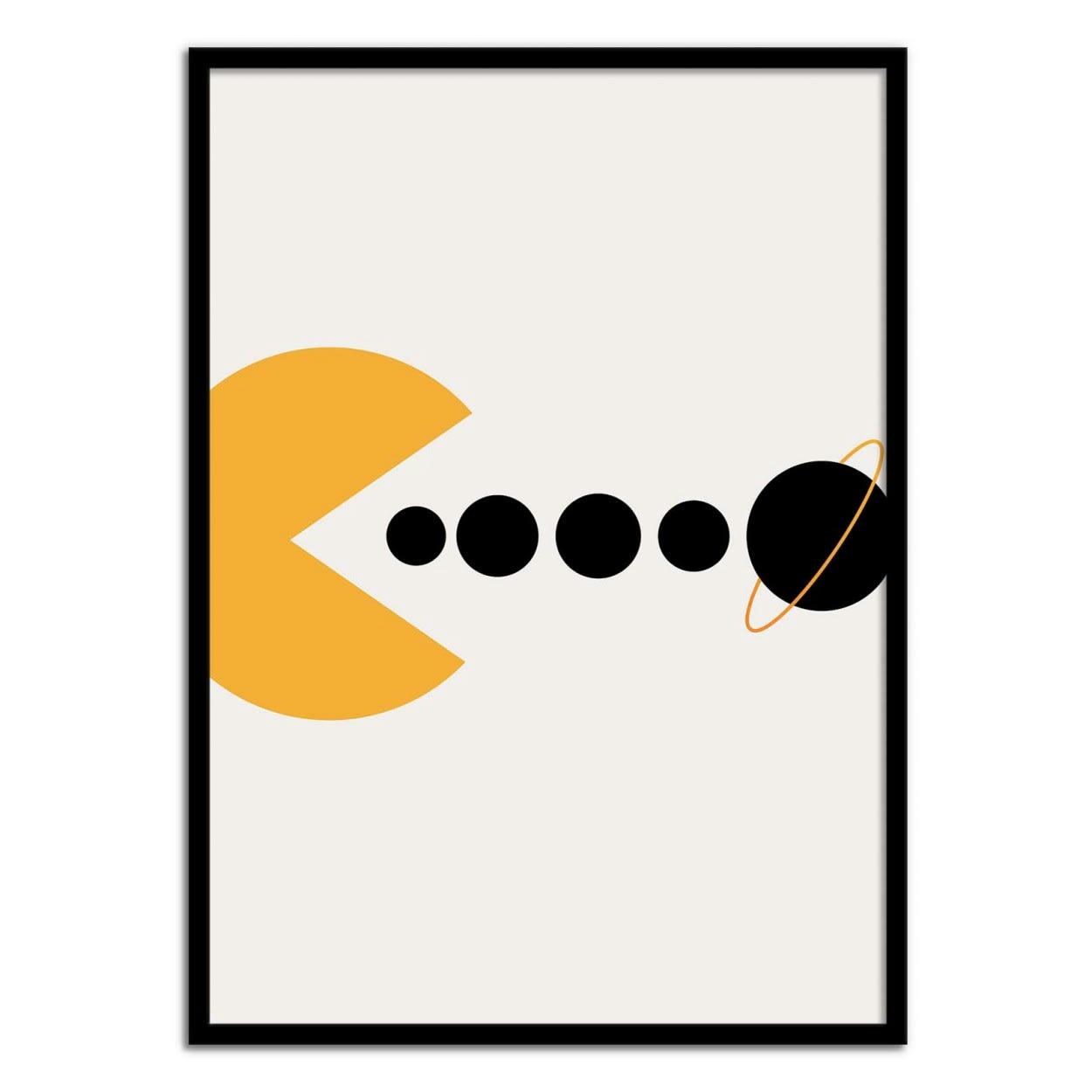 KUBISTIKA - YAM YAM! - KUBISTIKA - Affiche d'art avec Cadre bois noir - 50 x 70 cm