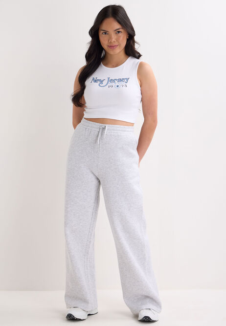 Older Girls White 'New Jersey' Ribbed Vest Top