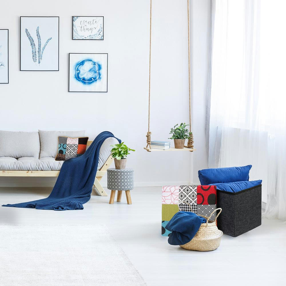 - Pouf coffre de rangement patchwork