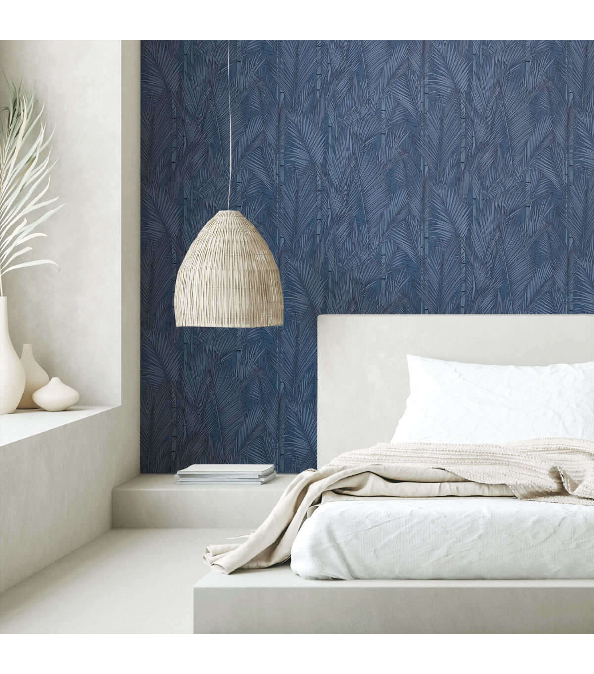 RoomMates 20.5 x 16.5 Blue Swaying Fronds Peel & Stick Wallpaper