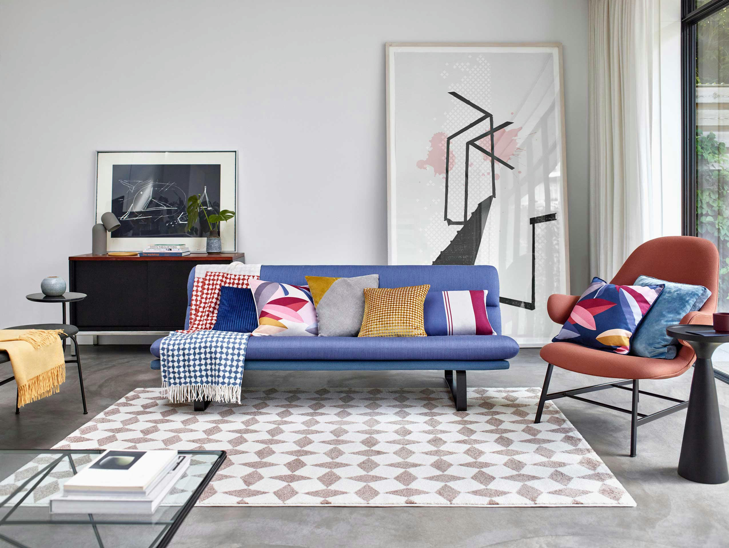 VENICE BEACH - Tapis design velours ras beige/taupe pour salon, chambre 150x80