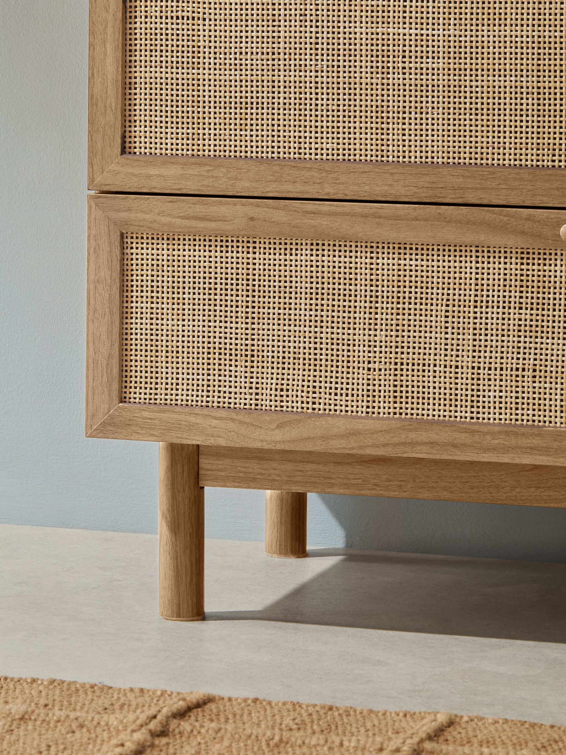 Pavia Rattan 4 Drawer Chest of Drawers in Oak Effect