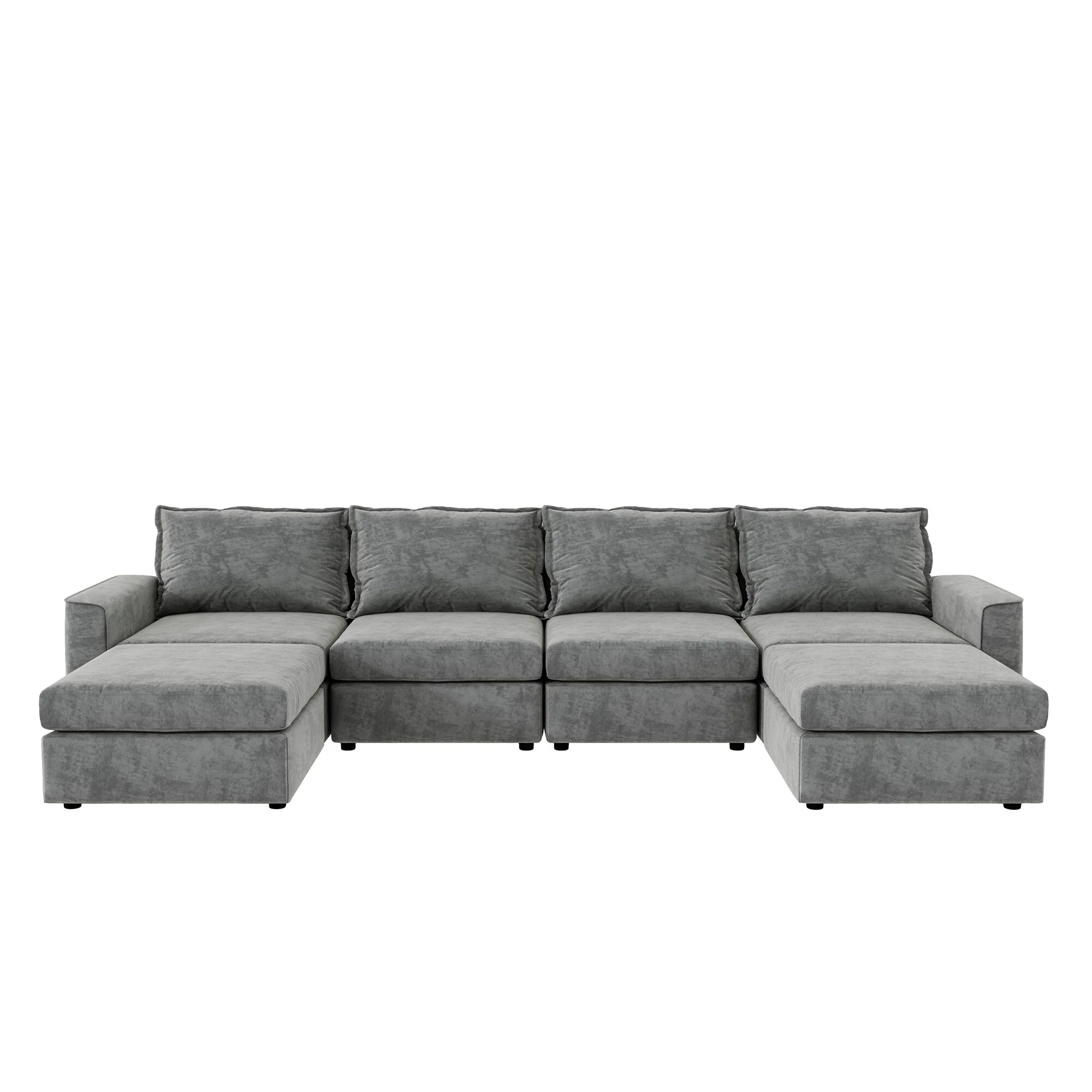 Contemporary Modular Sofa with Reflective Chenille Fabric and Tilting Armrests for Versatile in Living Spaces