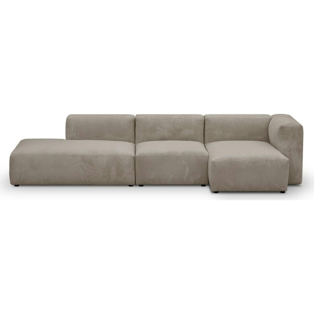 MODULO NEW - Canapé modulable angle droit 5 places en velours côtelé taupe
