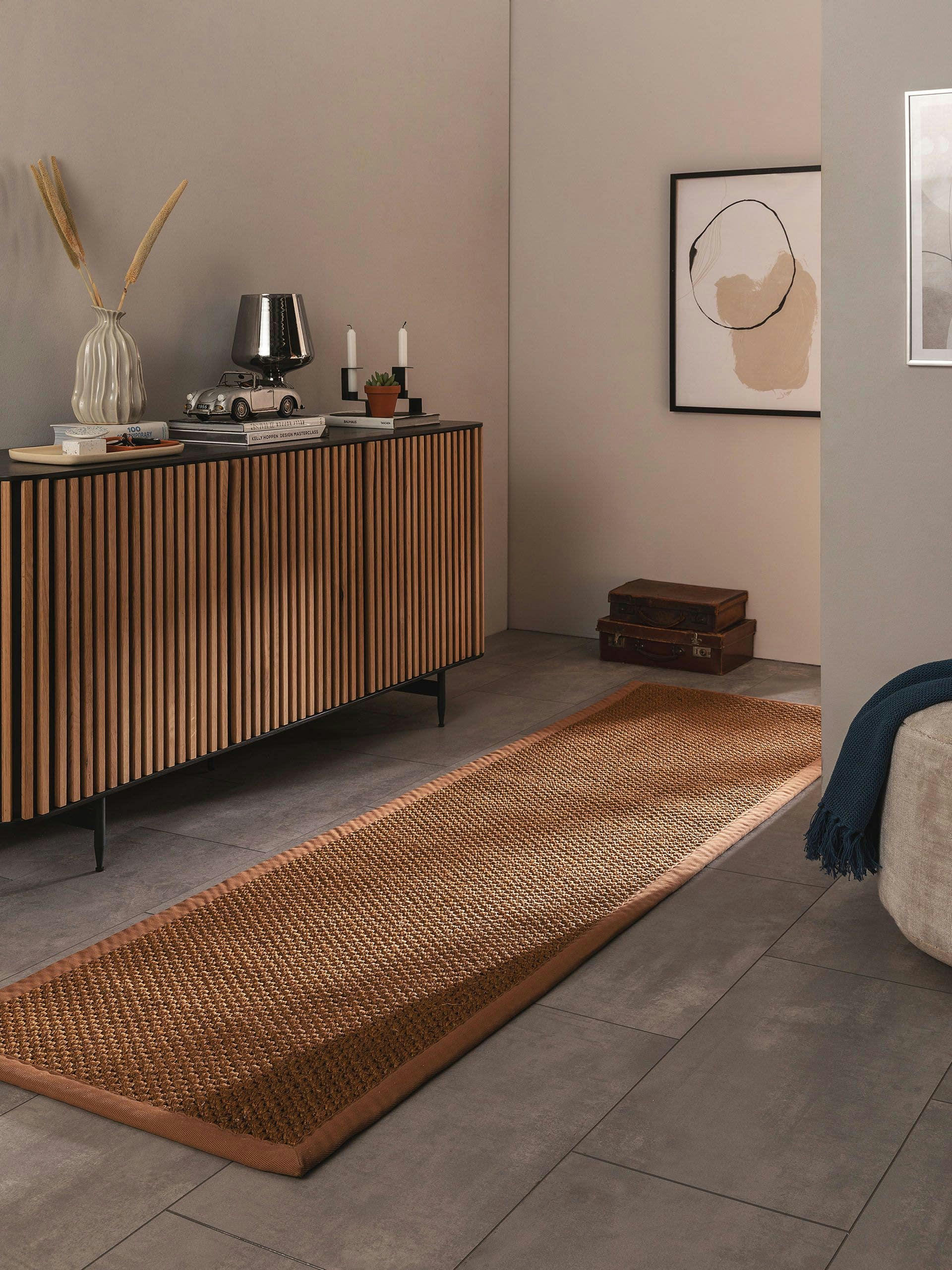 GRETA - Tapis sisal marron clair 70x300