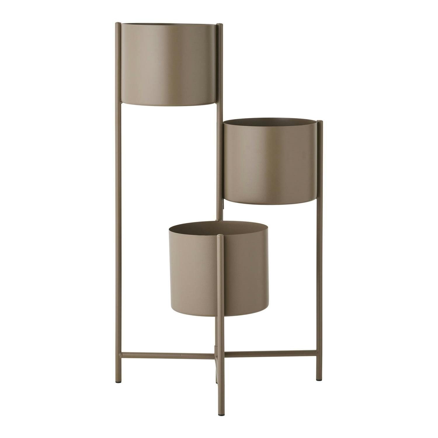 Cache-pot haut salon en métal marron, 3 contenants