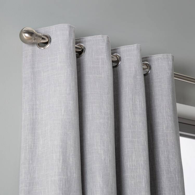Habitat Linen Blackout Eyelet Curtains - Dove Grey-117x137cm