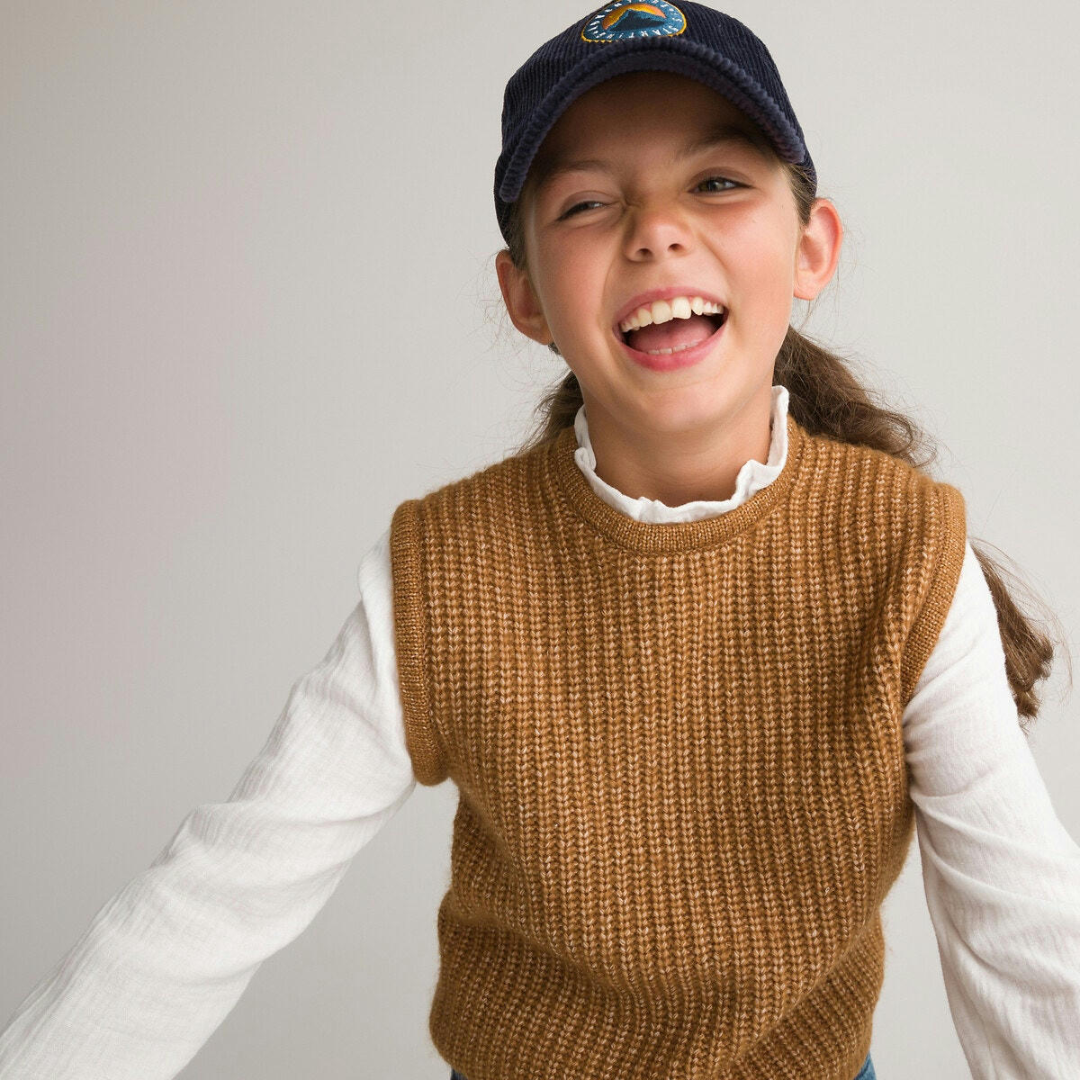 Pull deux en un, col rond en grosse maille