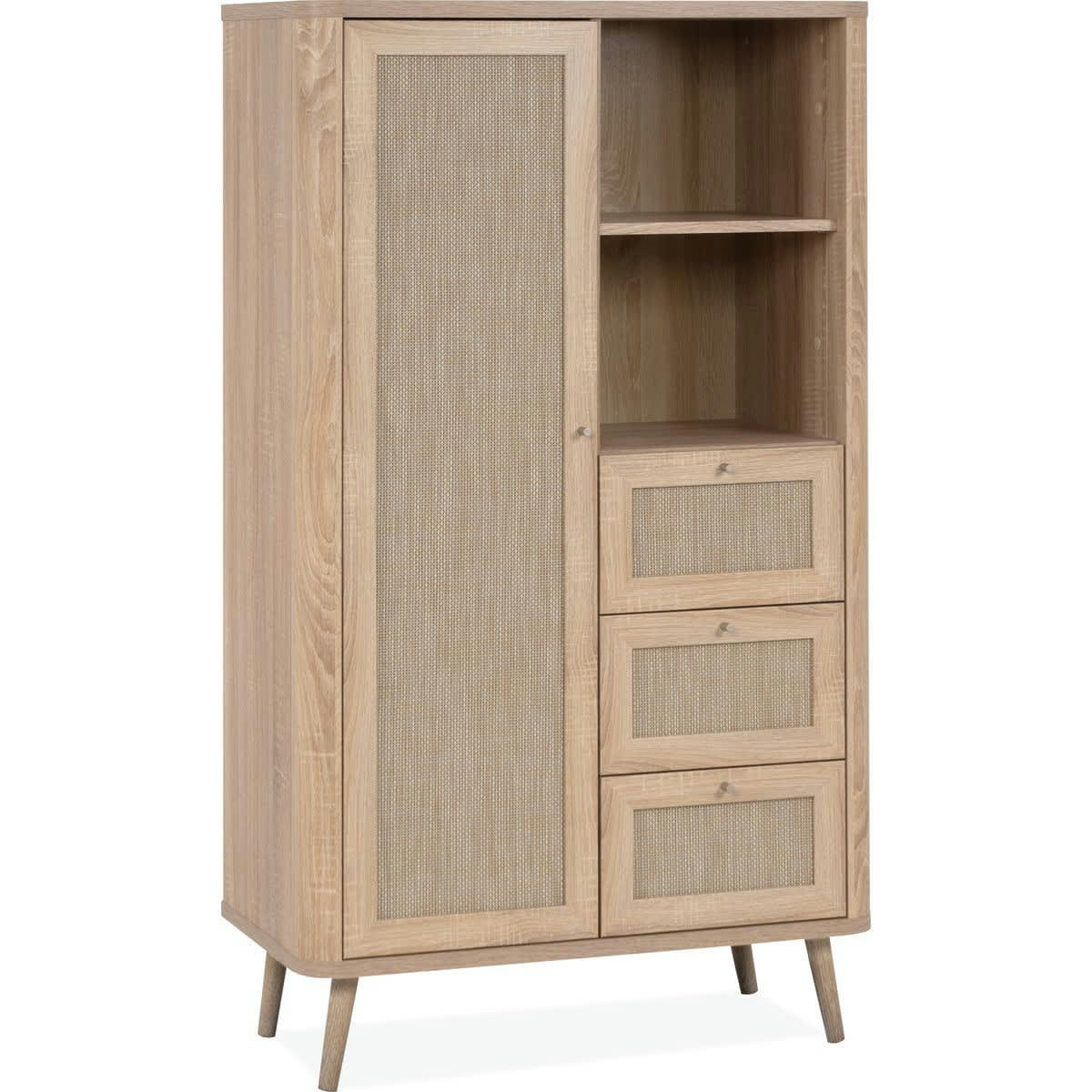 PADANG - Buffet haut cannage et effet bois naturel 81 cm