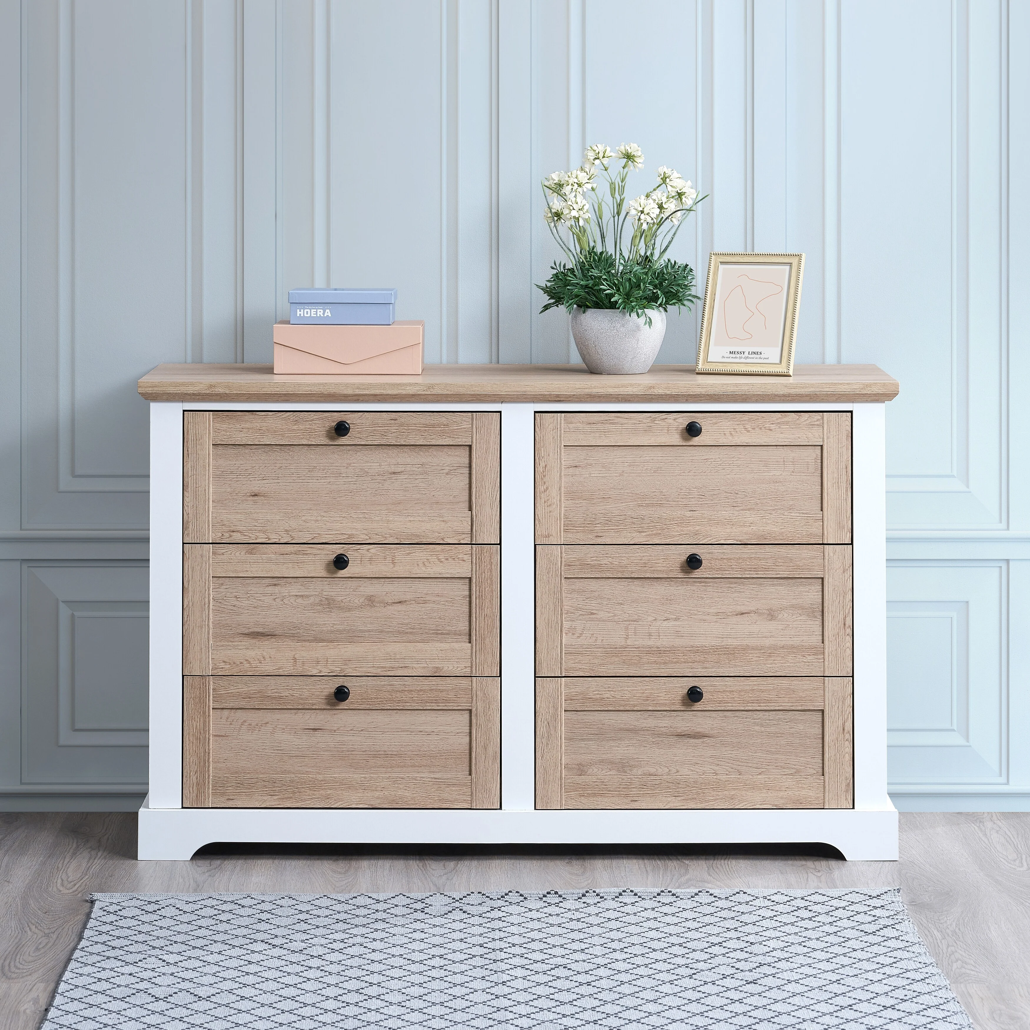 6-Drawer Double Dresser with Interlock Drawer Feature for Bedroom, Easy Assembly
