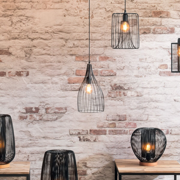 LAMPA WISZĄCA Rita czarna DRUCIANA w kształci kwiatu
