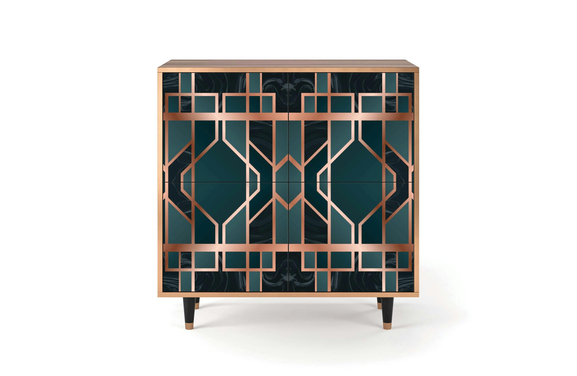 EMERALD METRO - Buffet  bleu-vert 4 portes L 94 cm