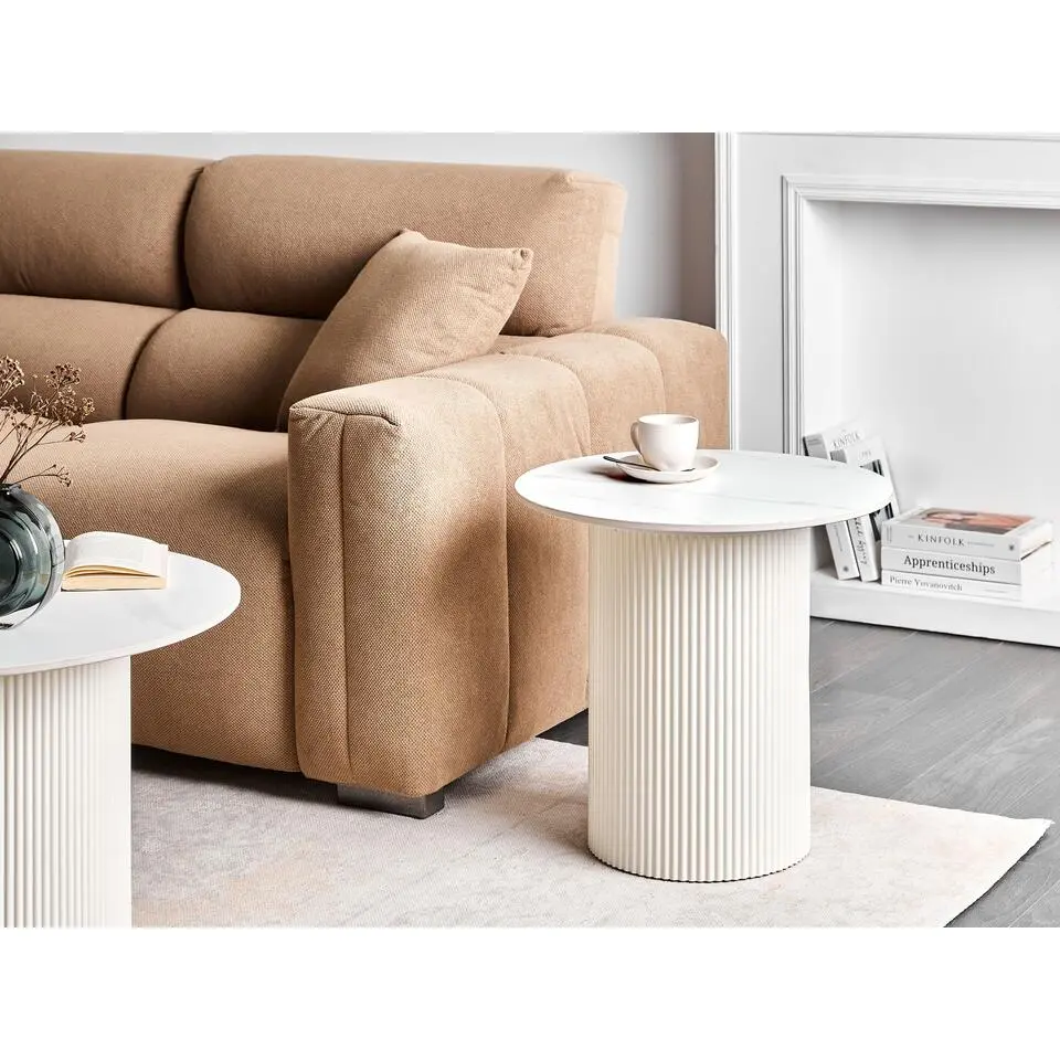 LEONA - Bijzettafel - Lichtbeige - Gesinterde steen