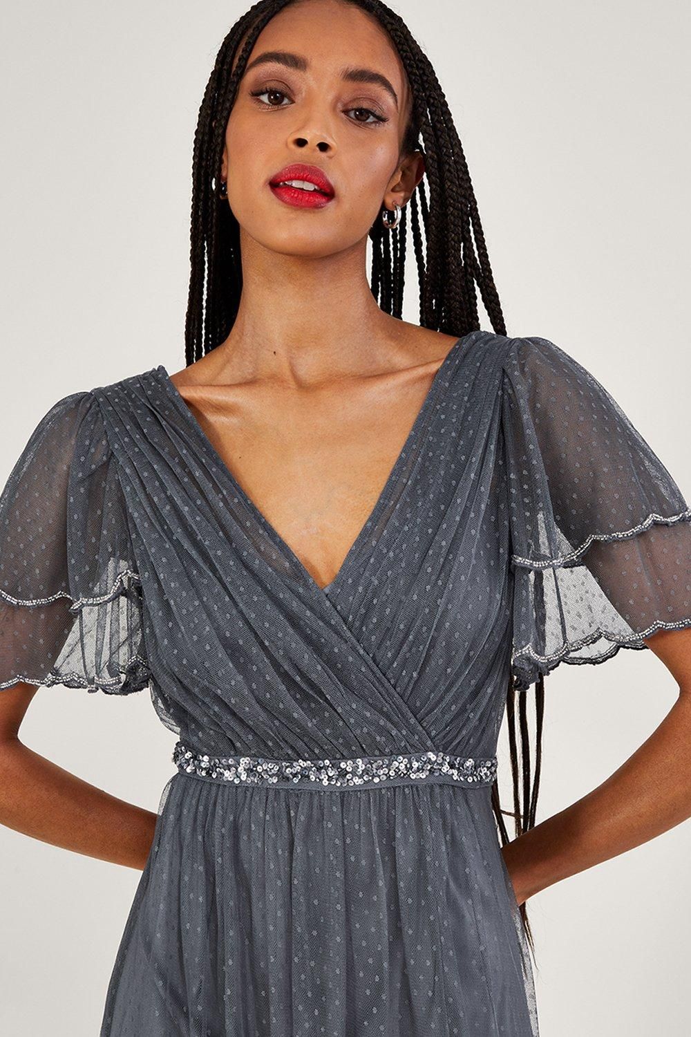 Monsoon Isla' Spot Mesh Maxi Dress