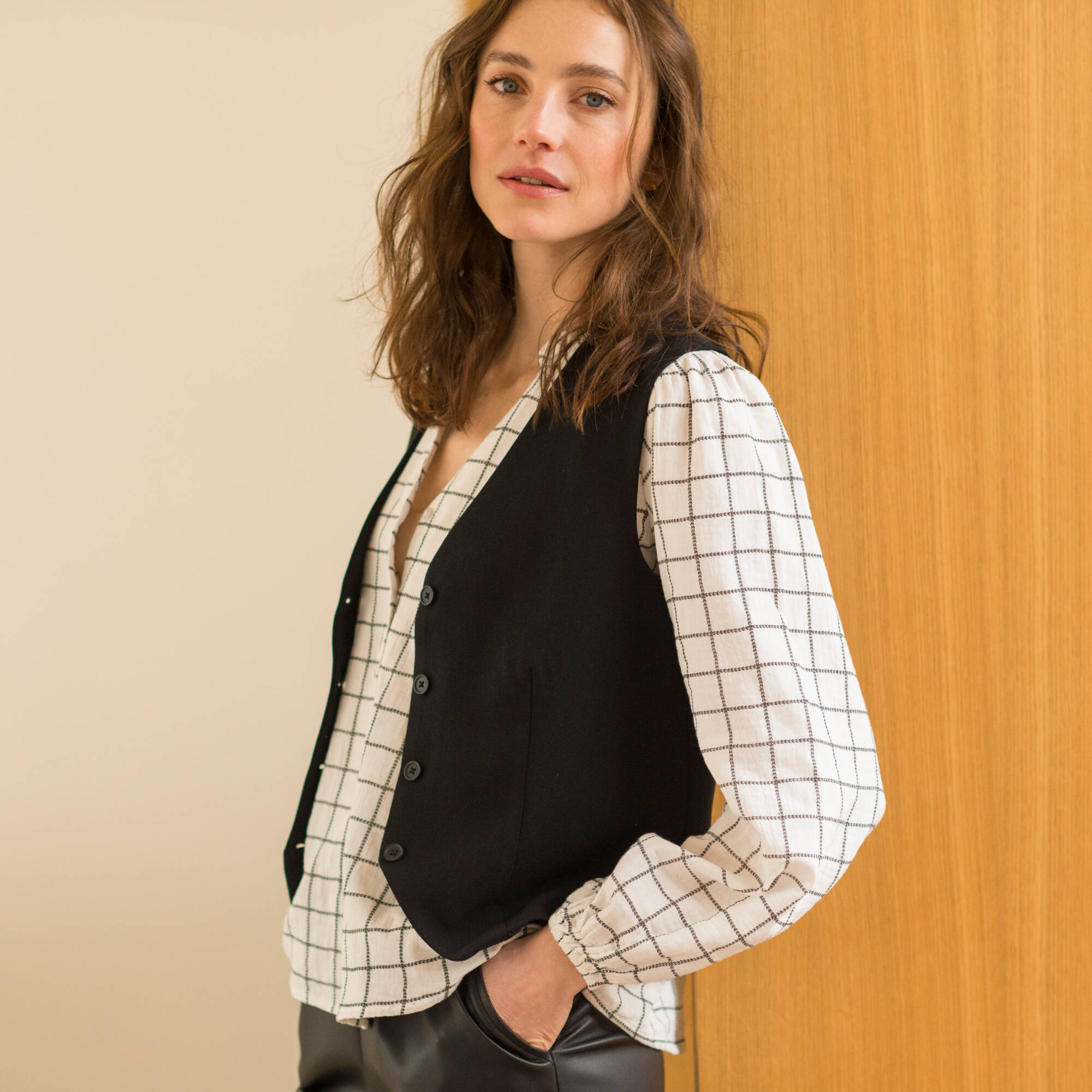 Gilet sans manches, uni
