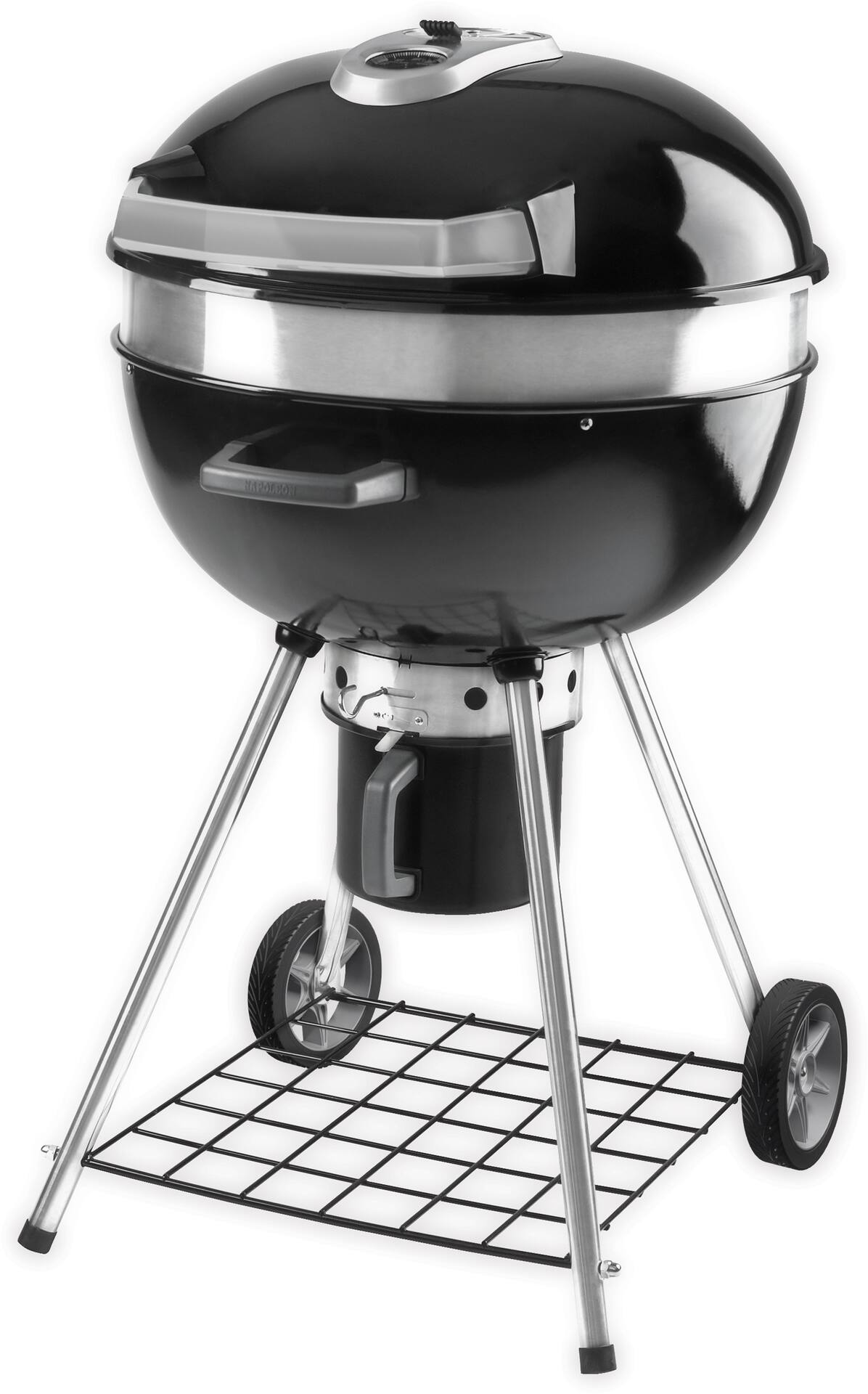 Napoleon PRO 22-Inch Charcoal Kettle BBQ Grill, PRO22K-LEG-3, Lightweight, Large Wheels, Storage Shelf, Hinged Cooking Grids