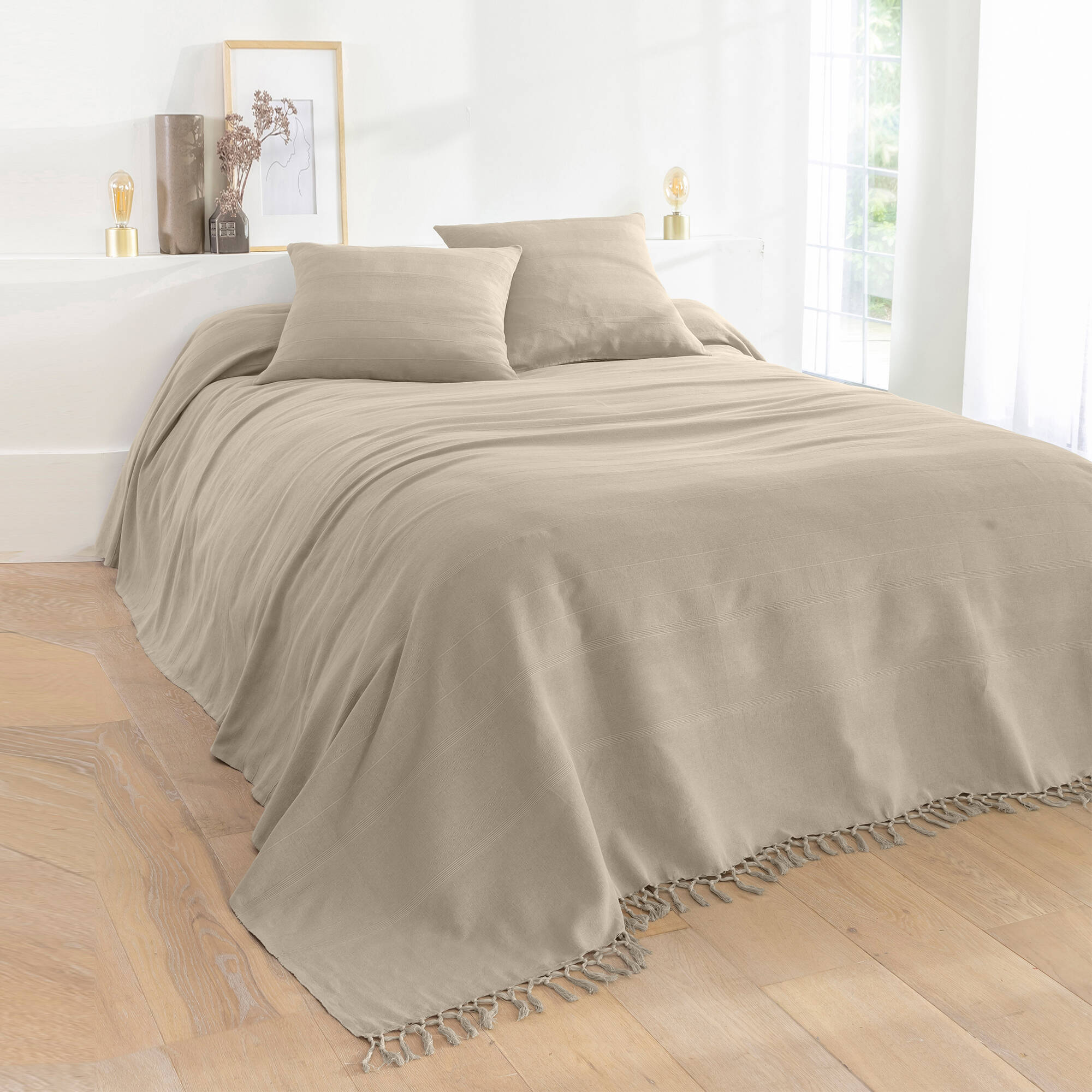 Housse coussin unie coton tissage artisanal - lot de 2