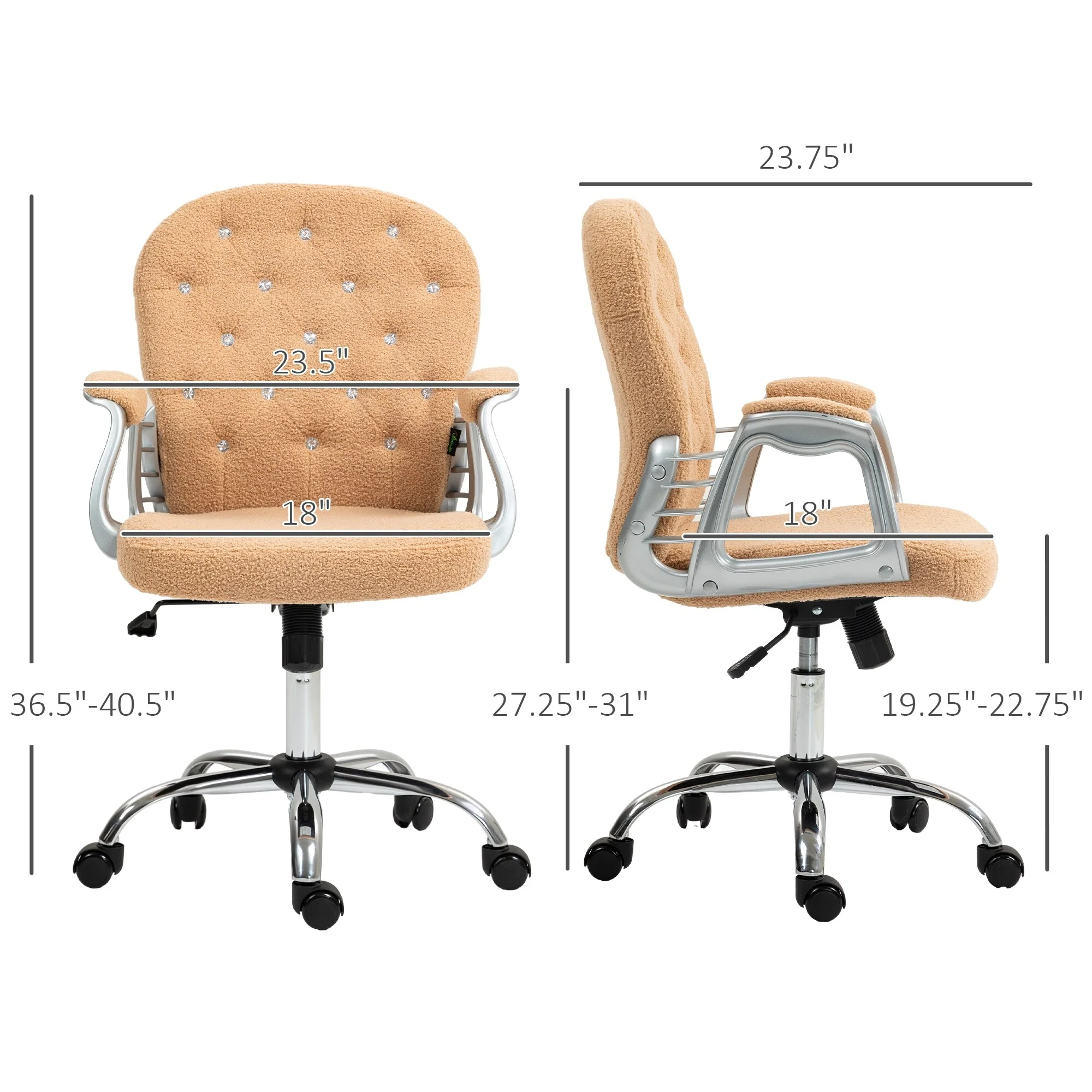 Home Office Chair Button Tufted Backrest Desk Chair Swivel Armchair